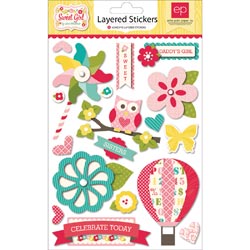 029568 [Echo Park Paper] Sweet Girl Layered Chipboard Stickers 500円