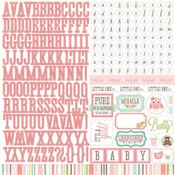 029607 [Echo Park Paper] Bundle Of Joy Girl カードストックステッカー 12インチ (Alpha) 350