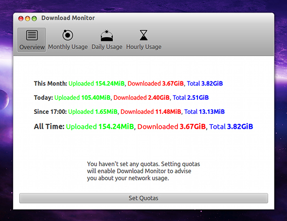 Download Monitor Ubuntu データ通信量 記録 確認